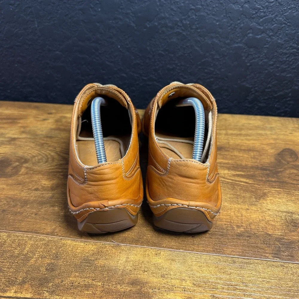 Firenze Tan Leather Moc Toe Derby Shoes Mens 42